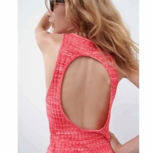 Zara NWT bloggers favorite ribbed open back midi bodycon knit dress SIZE MEDIUM - Picture 8 of 8